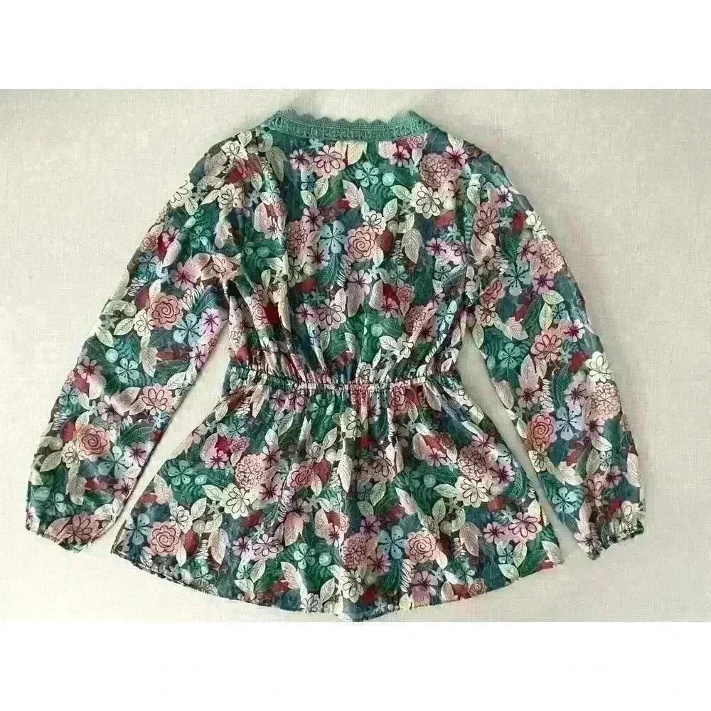 Matilda Jane Sz XS Kookaburra Floral Blouse Green Feminine Pretty Cottagecore - Picture 13 of 16